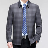 Plaid Coat Turn-down Collar Casual Business Jacket Middle Age